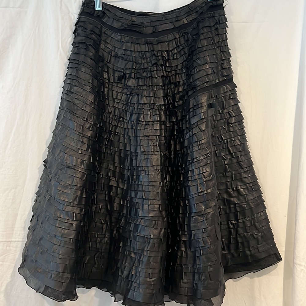 Maurizio Pecoraro leather ruffle skirt, made in Italy